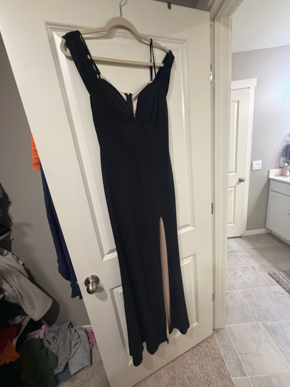 Womens Black Evening Gown with Front Slit - Elegant Women’s Dress